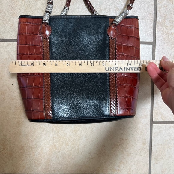 Brighton Leather Shoulder Bag Black & Brown Braided Straps - Picture 7 of 8